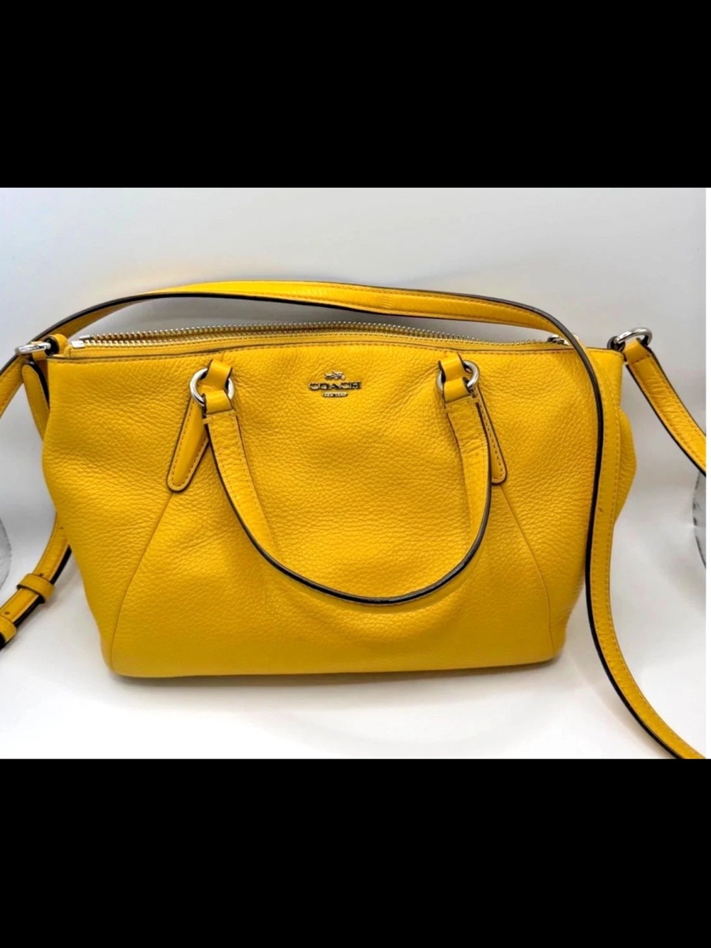 Coach Yellow Pebbled Leather Shoulder Satchel